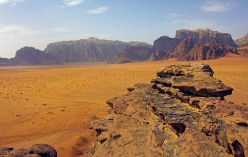 Wadi Rum valley and rock outcrop